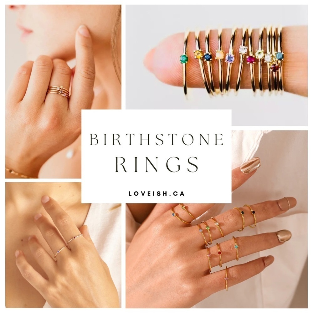 BUNDLE of 3 Birthstone Rings 14K Gold Plated